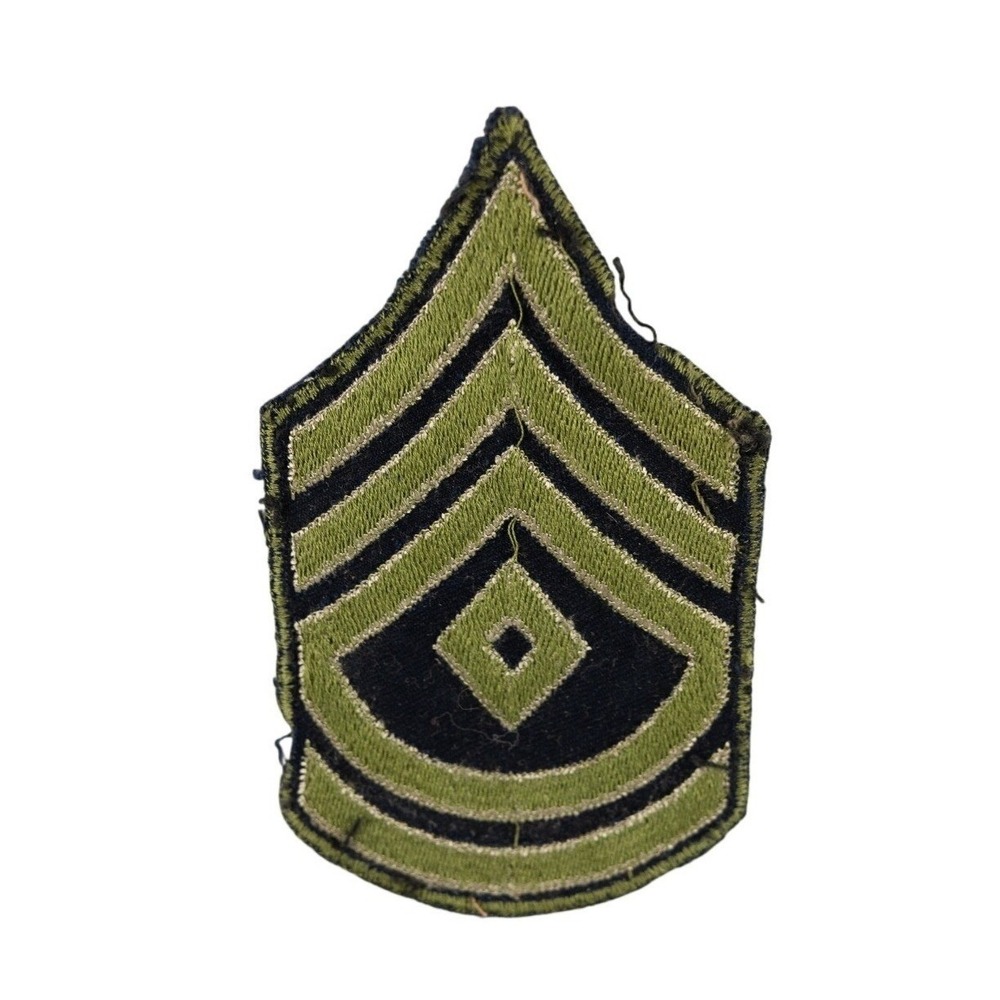 WWII era US Army First Sergeant Rank Patch Olive Drab Good Military Insignia